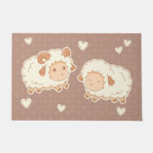 Twee Schattigee kleine schapenram Ewe op bruin Deurmat (Voorkant)