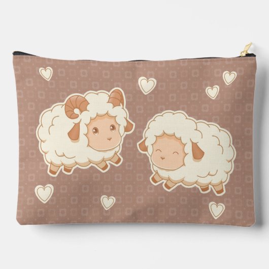 Twee Schattigee kleine schapenram Ewe op bruin Etui (Achterkant)