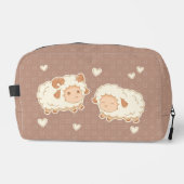 Twee Schattigee kleine schapenram Ewe op bruin Toilettasje (Voorkant)