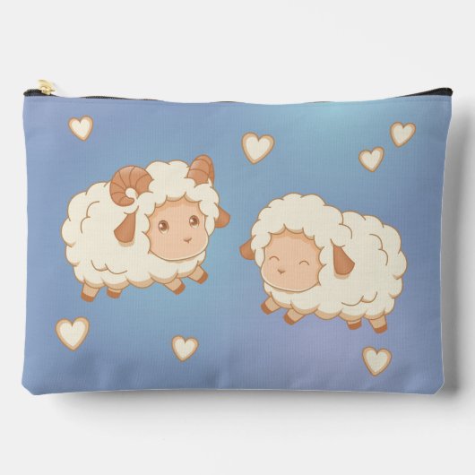 Twee Schattigee kleine schapenrammen op blauw Etui (Voorkant)