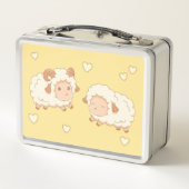 Twee Schattigee kleine schapenrammen op geel (Achterkant)