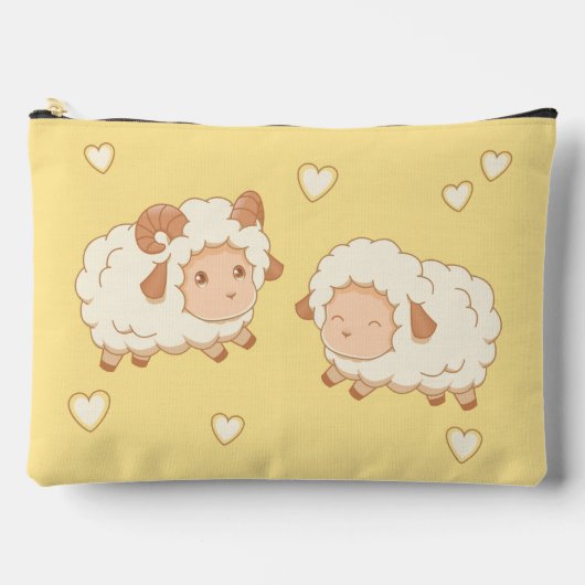 Twee Schattigee kleine schapenrammen op geel Etui (Voorkant)