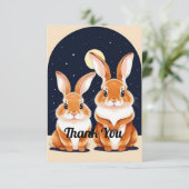 Twee Schattigee Konijnen Bedankkaart (Staand voorkant)