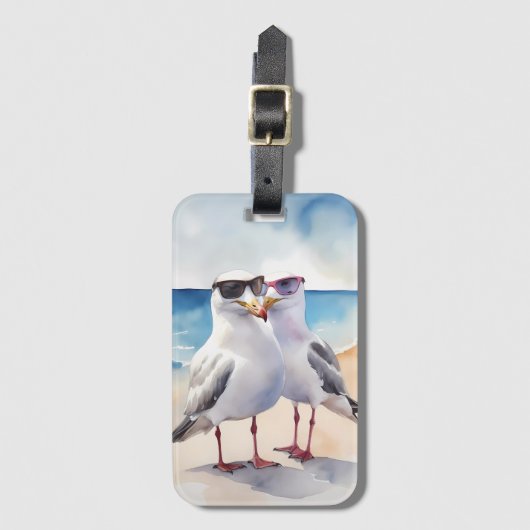 Twee Schattigee meeuwen verliefd Bagagelabel (Voorkant (verticaal))