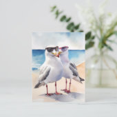 Twee Schattigee meeuwen verliefd Briefkaart (Staand voorkant)