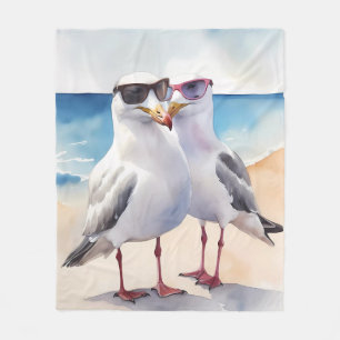 Twee Schattigee meeuwen verliefd Fleece Deken