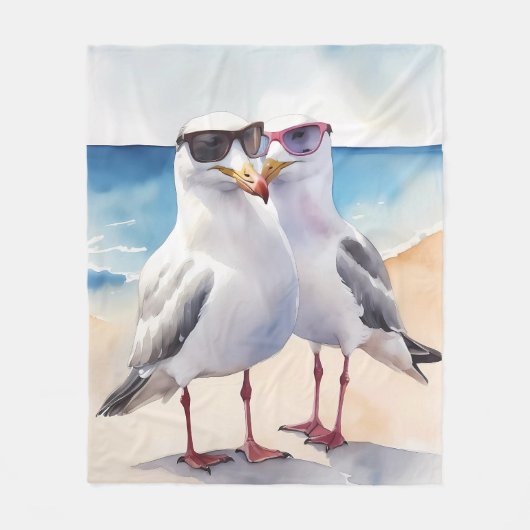 Twee Schattigee meeuwen verliefd Fleece Deken (Voorkant)