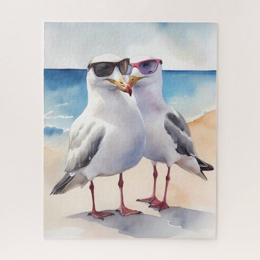Twee Schattigee meeuwen verliefd Legpuzzel (Verticaal)