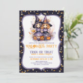 Twee Schattigee Paarse Waterverf heksen Kaart (Staand voorkant)