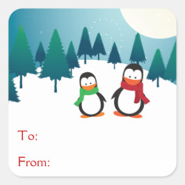 Twee Schattigee pinguïns Vierkante Sticker