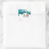 Twee Schattigee pinguïns Vierkante Sticker (Tas)
