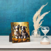 Twee Schattigee Puppies spelen in herfst bladeren Fotoplaat (Insitu)