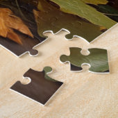 Twee Schattigee Puppies spelen in herfst bladeren Legpuzzel (Zijkant)