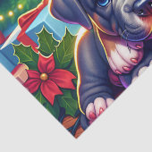 Twee Schattigee Puppies spelen onder de kerstboom Tissuepapier (Detail)