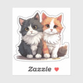 Twee Schattigee Schattige Katten Kittens Sticker (Vel)