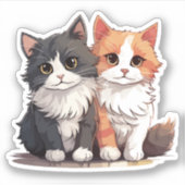 Twee Schattigee Schattige Katten Kittens Sticker (Voorkant)