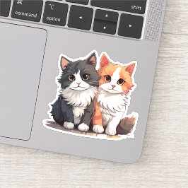 Twee Schattigee Schattige Katten Kittens Sticker