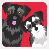 Twee Schattigee Schnauzers Vierkante Sticker (Voorkant)