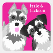 Twee Schattigee Schnauzers Vierkante Sticker (Voorkant)