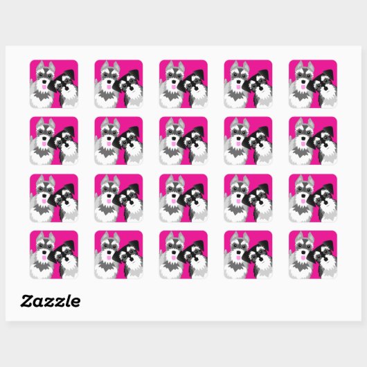 Twee Schattigee Schnauzers Vierkante Sticker (Vel)