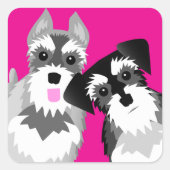 Twee Schattigee Schnauzers Vierkante Sticker (Voorkant)