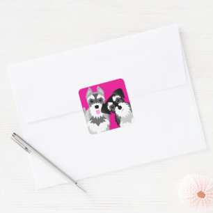 Twee Schattigee Schnauzers Vierkante Sticker