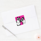 Twee Schattigee Schnauzers Vierkante Sticker (Envelop)