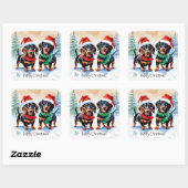 Twee Schattigee Teckel Puppies Pet Dog Puppy Kerst Vierkante Sticker (Vel)