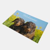 Twee Schattigee teckels Honden Dackel Vrienden - W Deurmat (Schuin)