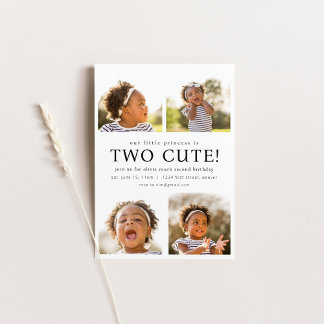 Twee Schattigee Tweede Verjaardagsuitnodiging met  Kaart