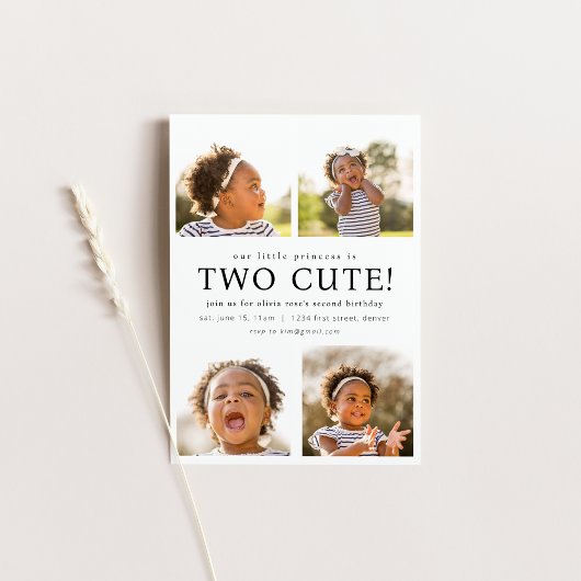 Twee Schattigee Tweede Verjaardagsuitnodiging met Kaart