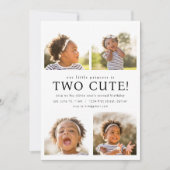 Twee Schattigee Tweede Verjaardagsuitnodiging met Kaart (Voorkant)
