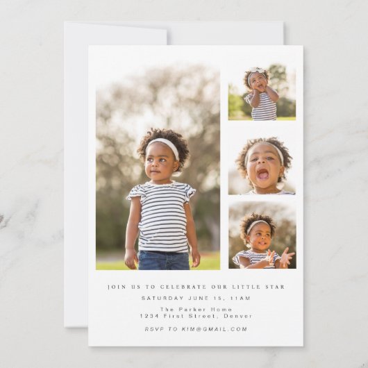 Twee Schattigee Tweede Verjaardagsuitnodiging met Kaart (Achterkant)