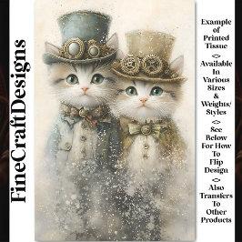 Twee Schattigee Victoriaans Steampunk Kittens CA3  Tissuepapier