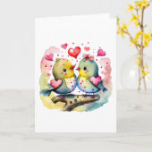 Twee Schattigee Vogels in Liefde BLANK Kaart (Gele Bloem)