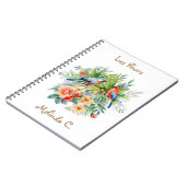 Twee Schattigee Vogels met Tropical Flowers Notiti Notitieboek (Linkerzijde)