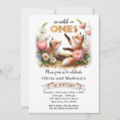 Twee Schattigee vossen Wilde Dieren Tweeling Verja Kaart (Voorkant)