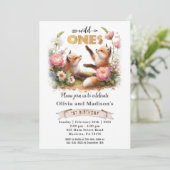 Twee Schattigee vossen Wilde Dieren Tweeling Verja Kaart (Staand voorkant)