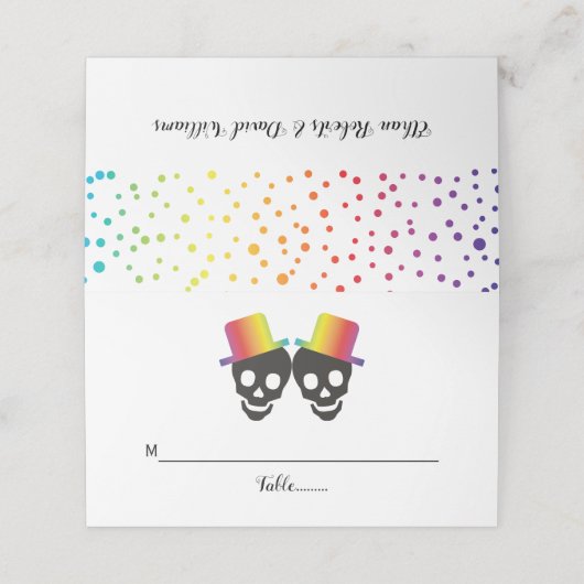 Twee schedel en een homopbruiloft plaatskaartje (Buitenkant ongevouwen)