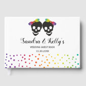 Twee schedelbriden en een confetti lesbische bruil gastenboek (Voorkant)