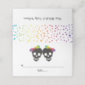 Twee schedelbriden en een confetti lesbische bruil plaatskaartje (Buitenkant ongevouwen)