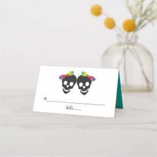 Twee schedelbriden en een confetti lesbische bruil plaatskaartje