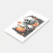 Twee schedels en een pompoen tussen de bloemen. post-it® notes (Schuin)