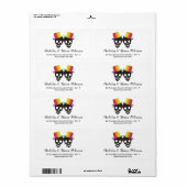 Twee schedels grotten regenboog kleuren homohuweli etiket (Full Sheet)