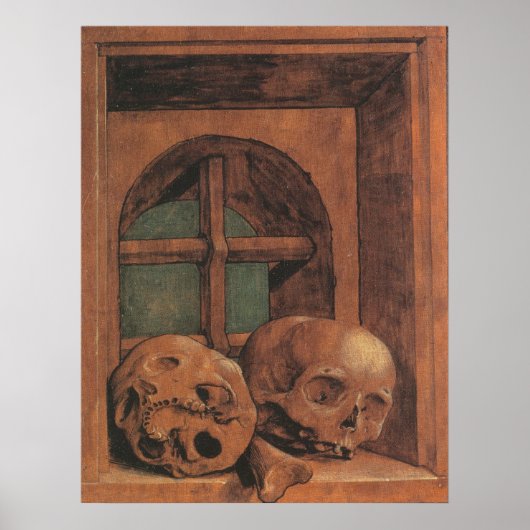 Twee Schedels op een Gebied van het Venster Poster (Voorkant)