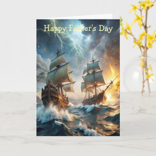 Twee schepen bij Zee Vaderdag Kaart (Gele Bloem)