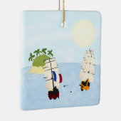 Twee schepen in strijd bij tropisch eiland keramisch ornament (Rechts)