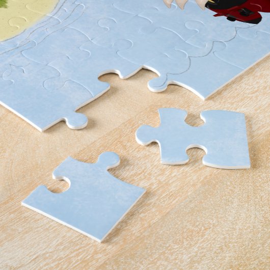 Twee schepen in strijd bij tropisch eiland legpuzzel (Zijkant)