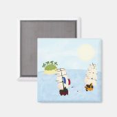 Twee schepen in strijd bij tropisch eiland magneet (Voorkant / Achterkant)