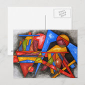 Twee schepen-moderne Bauhaus Geometrische kunst Briefkaart (Voorkant / Achterkant)